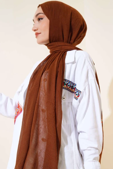 Organik Bambu Kraş Şal Kahve - 2