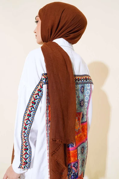 Organik Bambu Kraş Şal Kahve - 3