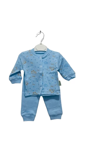 uğurböceğiçocuk Pupil Çocuk Pijama Takım Önü Çıtçıtlı Desenli Aylık - 12