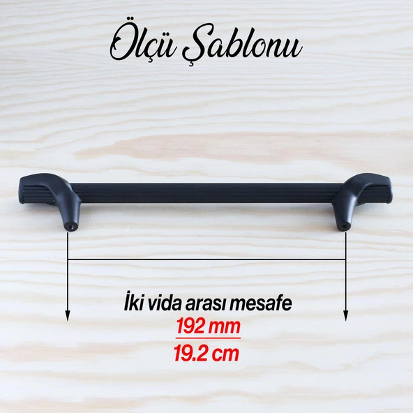 Duru 192 mm Siyah Metal Kulp Mobilya Çekmece Mutfak Dolabı Kulpları Dolap Kapak Kulbu Kulpu - Resim 6