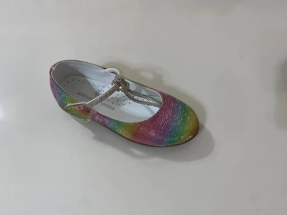 Mini Angel Kız Çocuk Gökkuşaklı Cırtlı Babet - 3