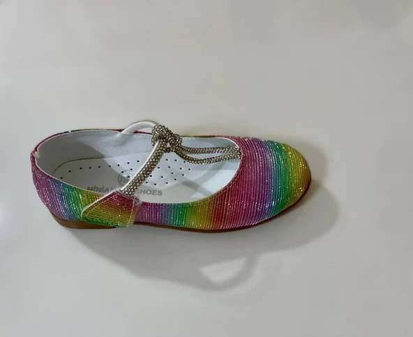 Kız Çocuk Gökkuşaklı Cırtlı Babet - 4