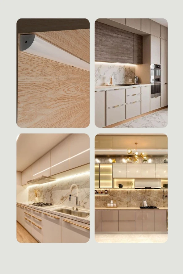 Ledesis Mutfak Dolabı ve Tezgah Altı Bombe Difüzörlü Köşe Bar LED 12V 2700K 200cm - Resim 2