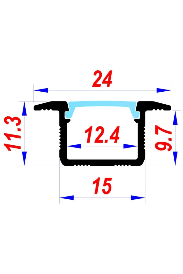 Ledesis Mutfak Dolabı ve Tezgah Altı Gömme LED Armatür 24V 6500K 100CM - Resim 2