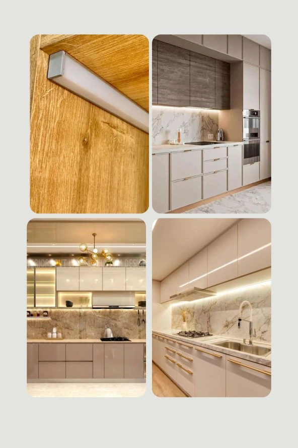 Ledesis Mutfak Dolabı ve Tezgah Altı Köşe Difüzörlü Köşe Bar LED 24V 6500K 150CM - Resim 2