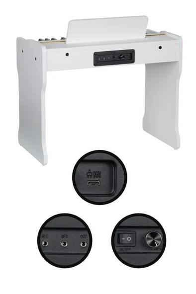 Midex CP-360WH Ahşap Çocuk Piyanosu Pilli 37 Tuşlu Gerçek Piyano Tuşları - Resim 3