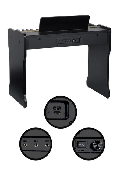 Midex CP-360BK Ahşap Çocuk Piyanosu Pilli 37 Tuşlu Gerçek Piyano Tuşları - Resim 3