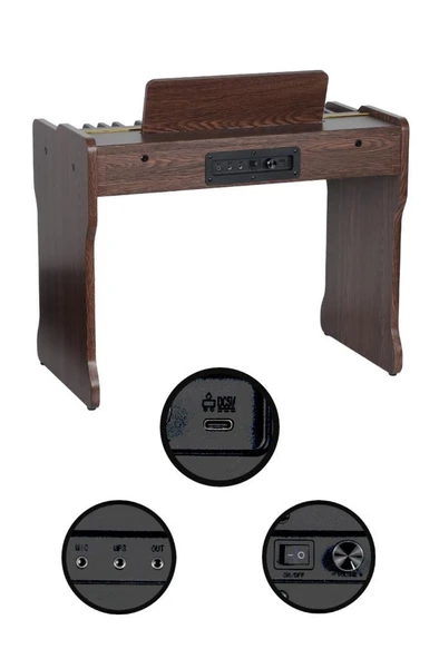 Midex CP-360C Ahşap Çocuk Piyanosu Pilli 37 Tuşlu Gerçek Piyano Tuşları - Resim 3