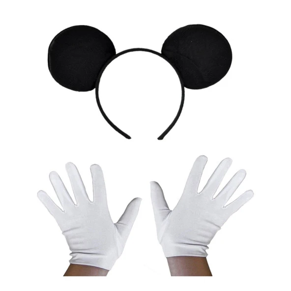 Himarry Siyah Mickey Mouse Tacı ve Beyaz Eldiven Seti