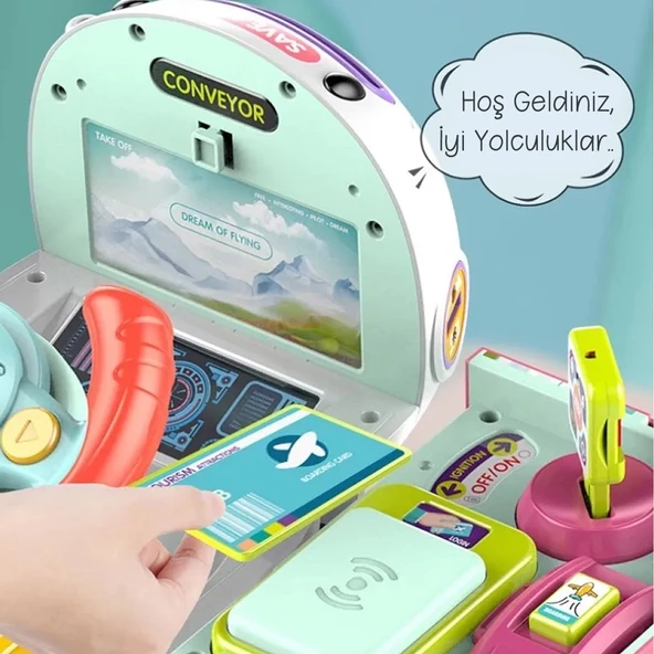 Minio Baby - Sesli Işıklı Uçak Simülasyon Oyuncak - Eğitici Oyuncak - Pilot Olacak Çocuk - 3