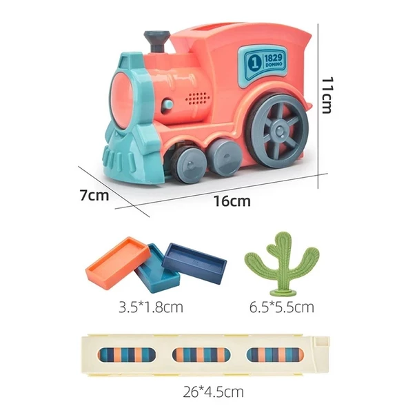 Minio Baby - Işıklı Sesli Domino Tren - Otomatik Domino Dizilimi - Eğitici Oyuncak - Pembe - 2
