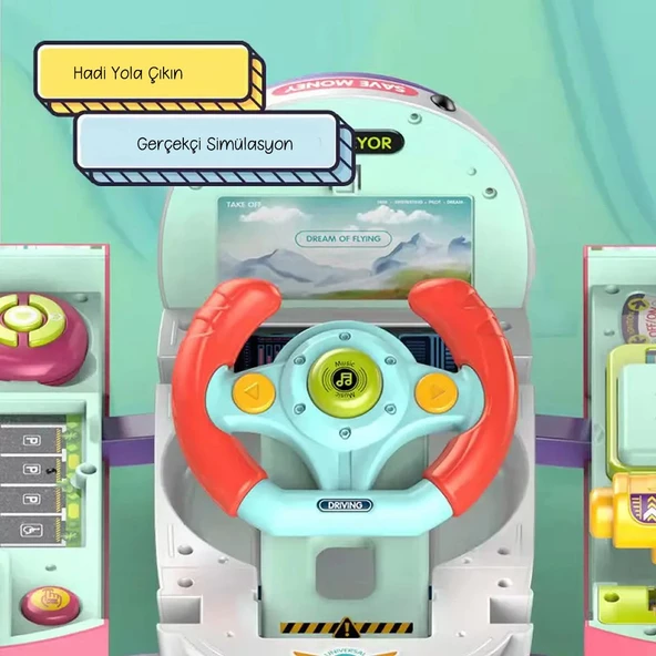 Minio Baby - Sesli Işıklı Uçak Simülasyon Oyuncak - Eğitici Oyuncak - Pilot Olacak Çocuk - 6