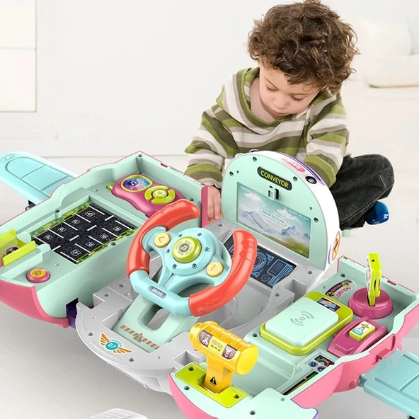 Minio Baby - Sesli Işıklı Uçak Simülasyon Oyuncak - Eğitici Oyuncak - Pilot Olacak Çocuk - 7