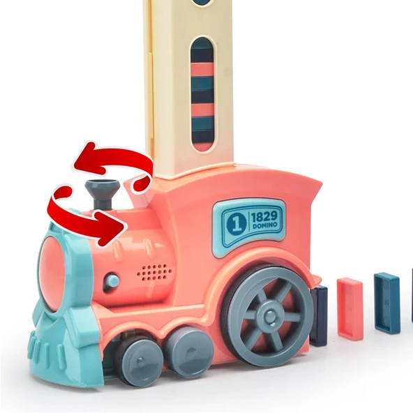 Minio Baby - Işıklı Sesli Domino Tren - Otomatik Domino Dizilimi - Eğitici Oyuncak - Pembe - 4
