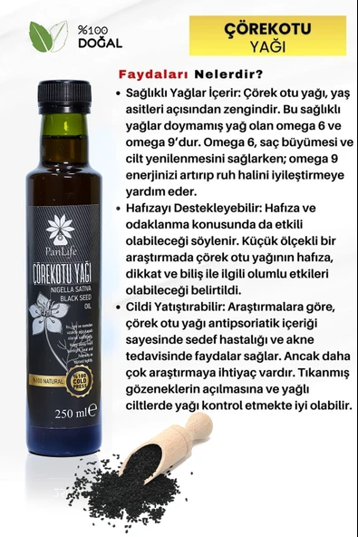 PANLIFE ÇÖREK OTU YAĞI 250 ML - 2