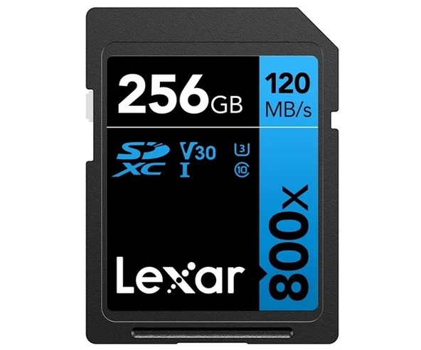 Lexar 256GB Professional 800x SDXC™ UHS-I cards, up to 120MB/s read 45MB/s write C10 V30 U3 Hafıza Kart