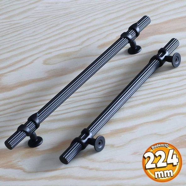 Emir 224 mm Siyah Metal Kulp Mobilya Çekmece Mutfak Dolap Dolabı Kapak Kulpu Kulpları Kulbu