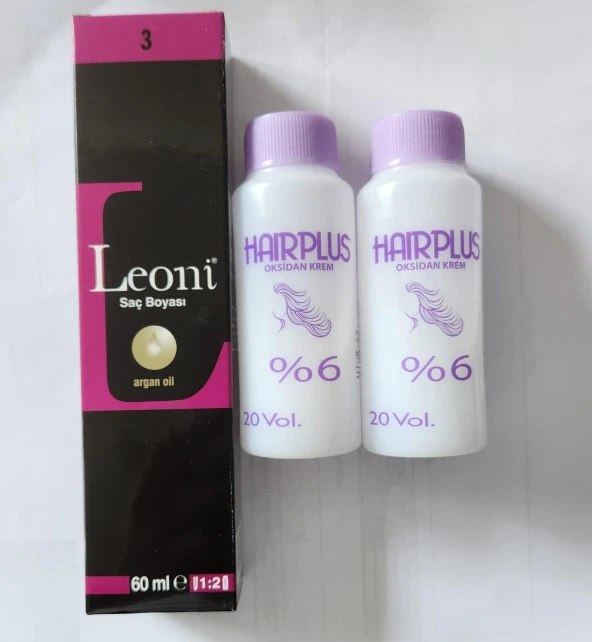 Saç Boyası 60ml Koyu Kahve 3+ 2adet oksidan 20volum 60ml