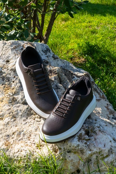 +6 cm Boy Uzatan Gizli Topuklu Bağcık Detaylı Erkek Spor Ayakkabı, Sneaker - 7