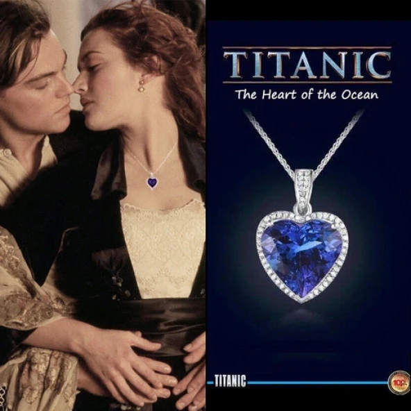 Titanic Kalp Okyanus Aşk Pırlanta Taş Görünümlü Hediye Kutulu DT0002 - Resim 2