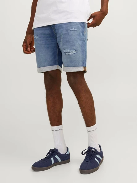 JACK JONES Erkek Yırtık Desenli Kot Şort 12252181
