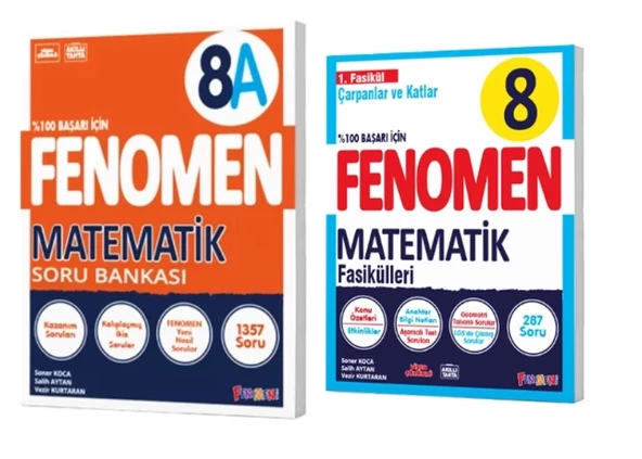 FENOMEN YAYINLARI 8. SINIF Matematik A Soru Bankası ve Matematik 1. Fasikül (Çarpanlar ve Katlar)(2 KİTAP)