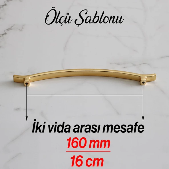 Merve (160 MM-16 CM) Gold Altın Metal Kulp Çekmece Mobilya Mutfak Dolap Kulpları Dolabı Kulbu Kulpu - 7