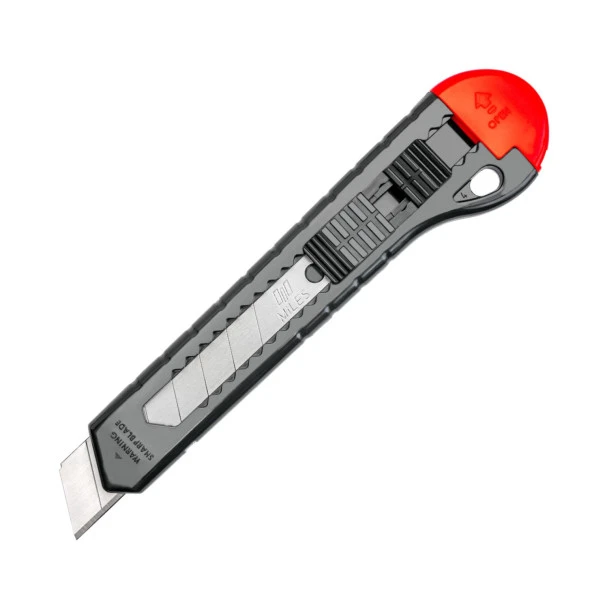 Miles Geniş Maket Bıçağı 18 mm Plastik Gövde Kırmızı Manuel Kilit PN1801/P