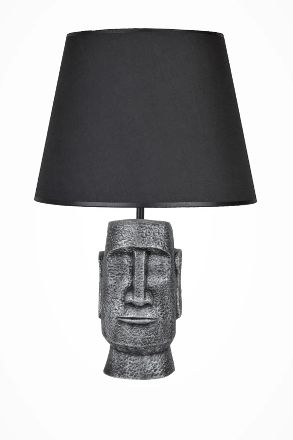 qdec Modern Dizayn Moai Abajur Gümüş Siyah