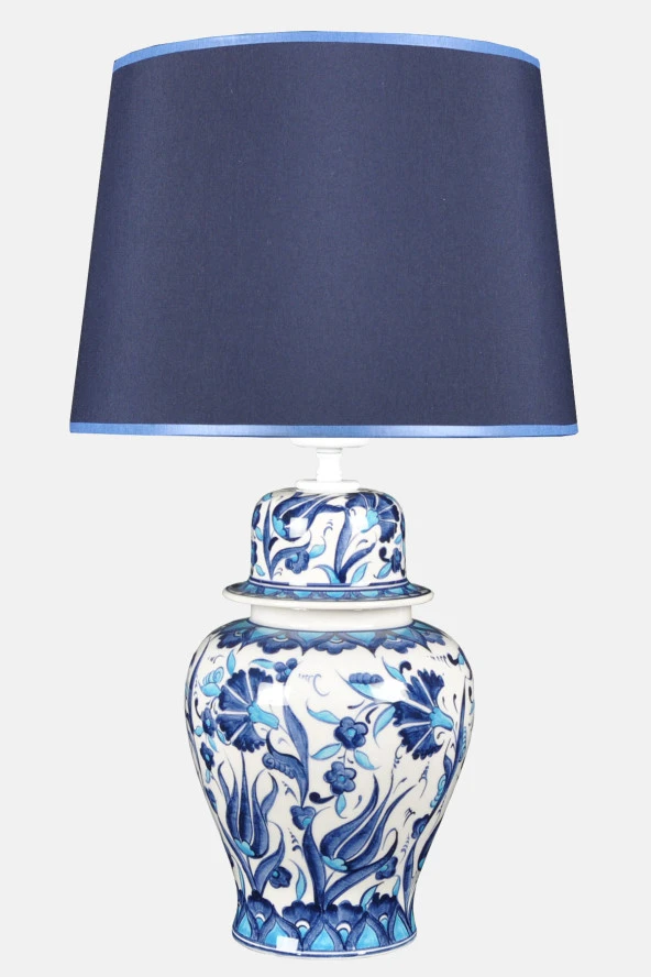 qdec Bleu Blanc Şah Vazo Abajur Turkuaz Lale Karanfil Mavi