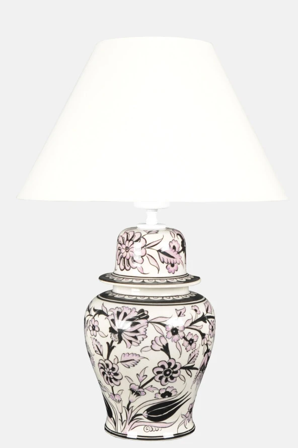 qdec Bleu Blanc Şah Vazo Abajur Şakayık K.Beyaz