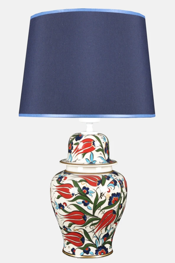 qdec Bleu Blanc Şah Vazo Abajur Lale Yaldız Mavi