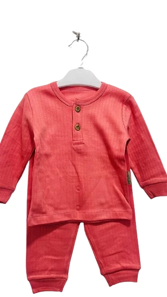 uğurböceğiçocuk Ahşap Düğmeli Alt Üst Takım Bebek Pijama Takım - 4