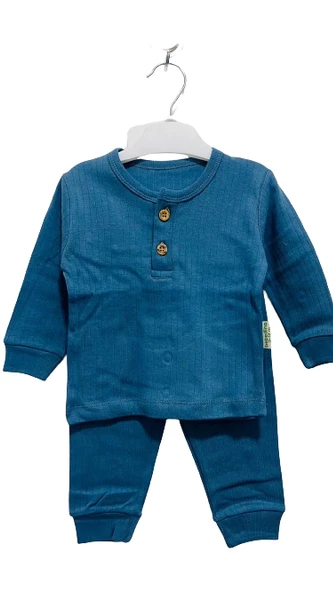 uğurböceğiçocuk Ahşap Düğmeli Alt Üst Takım Bebek Pijama Takım - 8