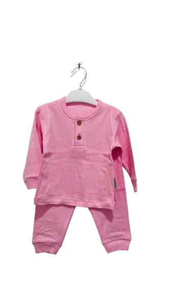 uğurböceğiçocuk Ahşap Düğmeli Alt Üst Takım Bebek Pijama Takım - 9