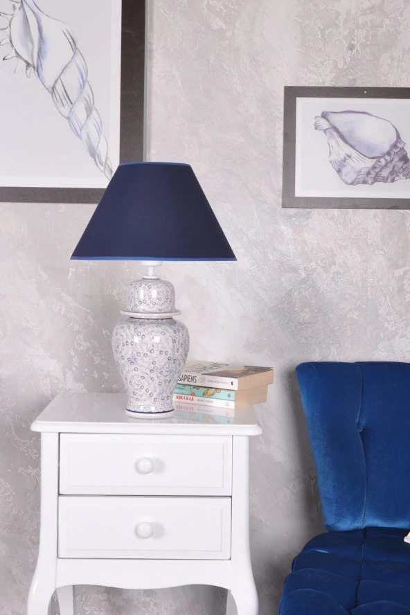 qdec Bleu Blanc Şah Vazo Abajur Seyrek Halıç K.Mavi - 2