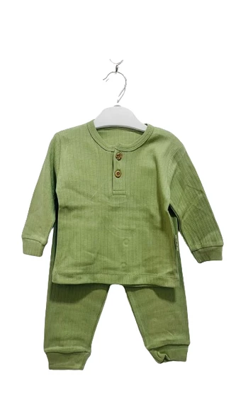 uğurböceğiçocuk Ahşap Düğmeli Alt Üst Takım Bebek Pijama Takım - 11