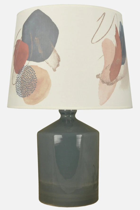 qdec Seramik Küp Vazo Abajur Gri - Soyut