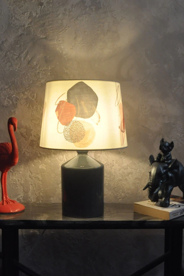 qdec Seramik Küp Vazo Abajur Gri - Soyut - 2