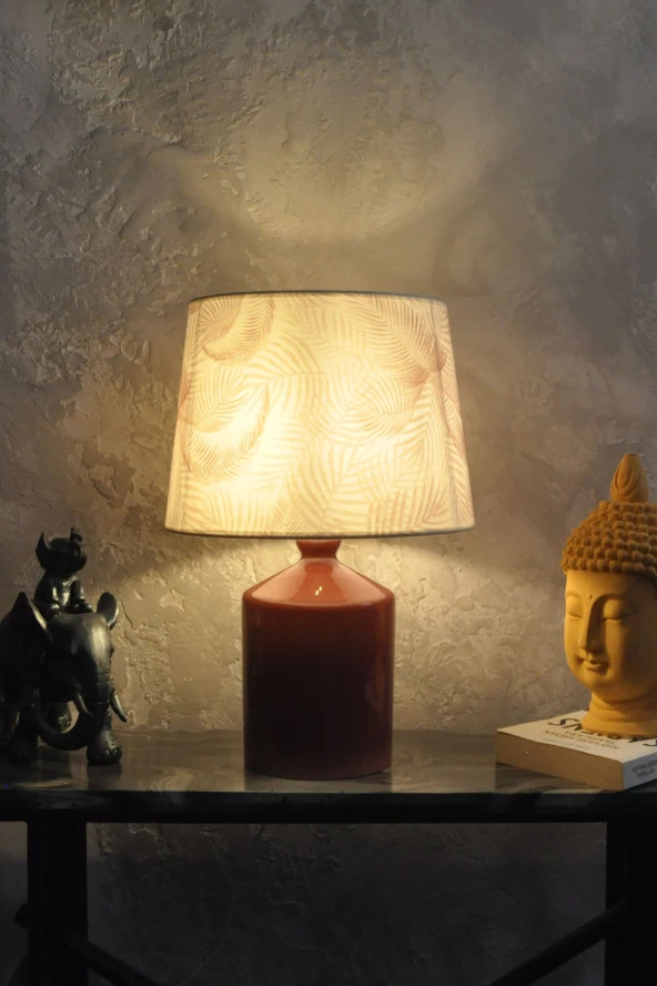 qdec Seramik Küp Vazo Abajur KahveKırmızı - Tropikal - 2