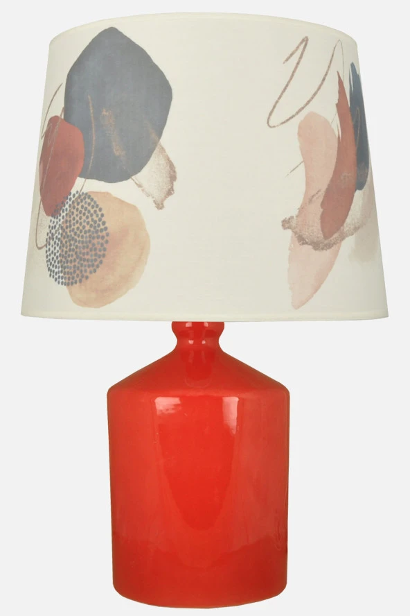 qdec Seramik Küp Vazo Abajur Kırmızı - Soyut