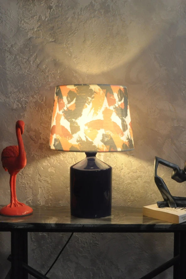 qdec Seramik Küp Vazo Abajur Lacivert - FırçaDesen - 2