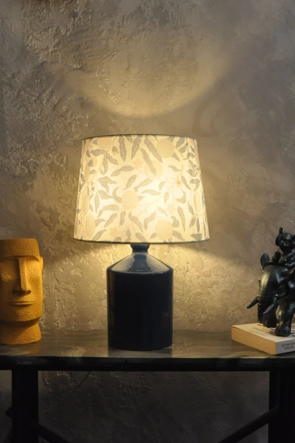 qdec Seramik Küp Vazo Abajur Mavi - Nar - 2