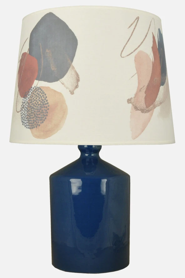 qdec Seramik Küp Vazo Abajur Mavi - Soyut