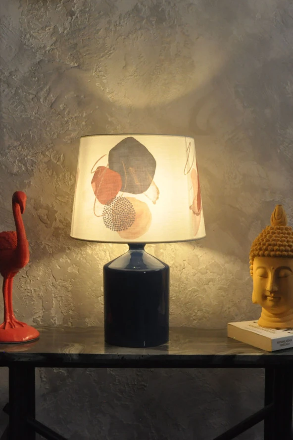 qdec Seramik Küp Vazo Abajur Mavi - Soyut - 2