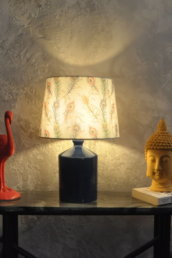 qdec Seramik Küp Vazo Abajur Mavi - Tavuskuşu - 2