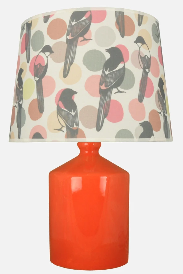 qdec Seramik Küp Vazo Abajur Turuncu - Kuş