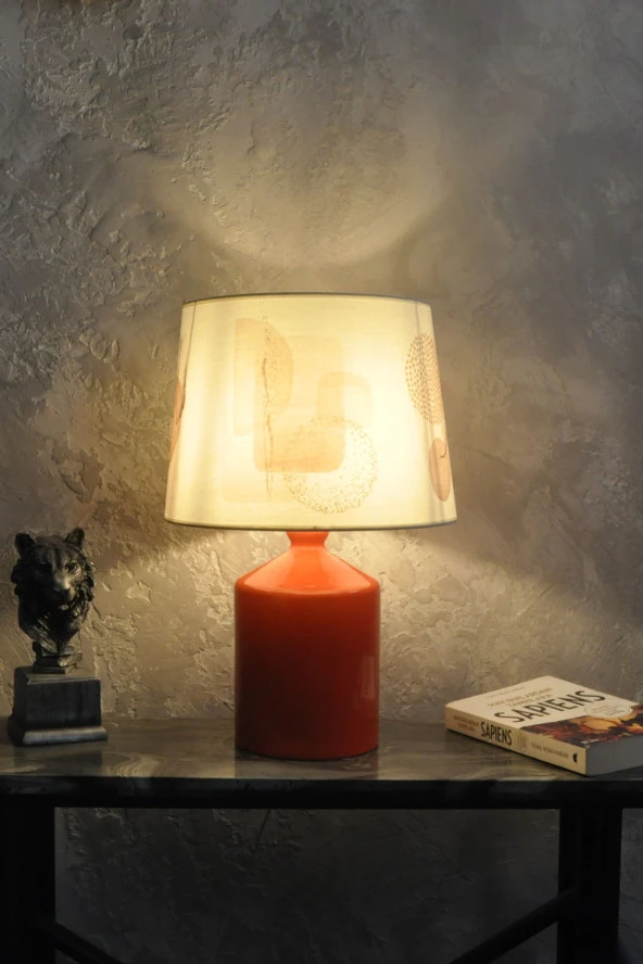 qdec Seramik Küp Vazo Abajur Turuncu - Pastel - 2