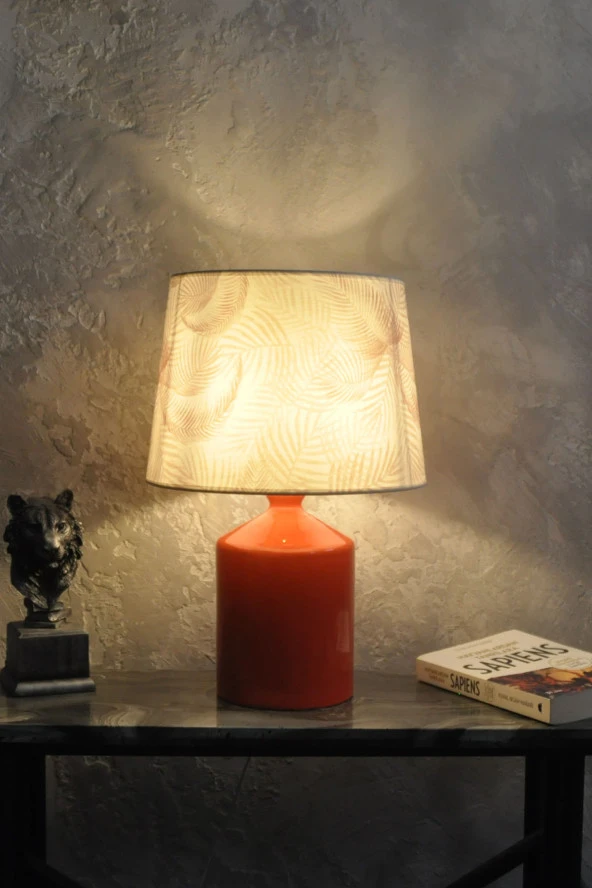 qdec Seramik Küp Vazo Abajur Turuncu - Tropikal - 2