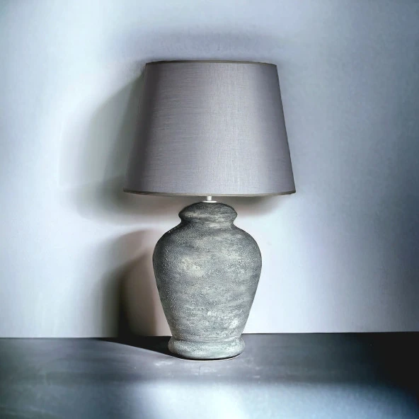 Qdec Vintage Seramik Abajur Rustik Modern Gri - Fransız Gri - 2